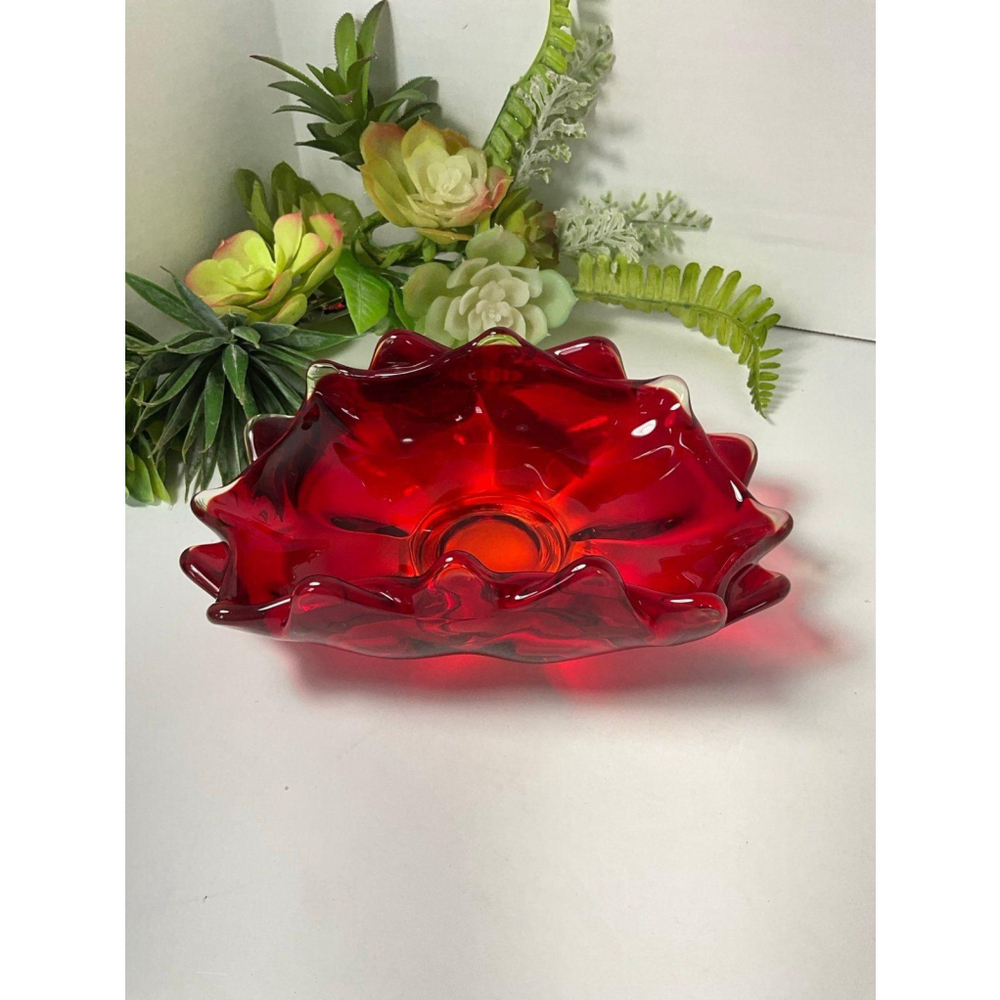 Viking Vintage Ruby Red Georgian Glass Dish